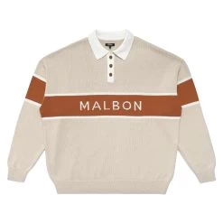 MALBON BLOCK LONG SLEEVE KNIT POLO