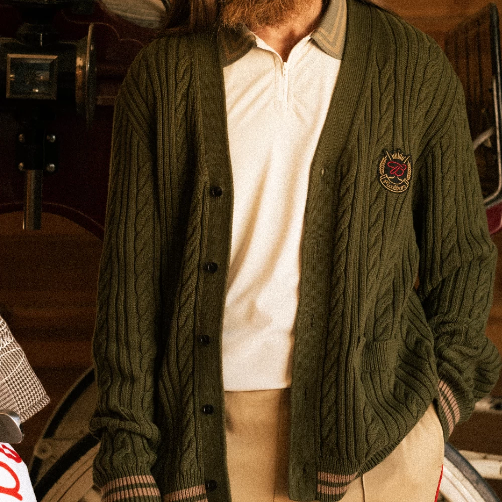 MALBON X BUDWEISER PLAYERS CABLE KNIT CARDIGAN - Image 2
